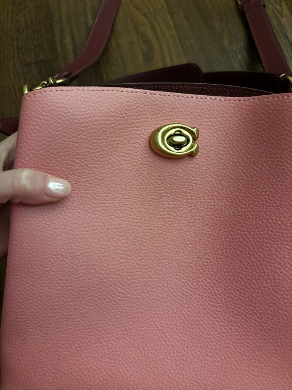 Coach Pink Leather Crossbody Bucket Bag - Picture 2 of 3
